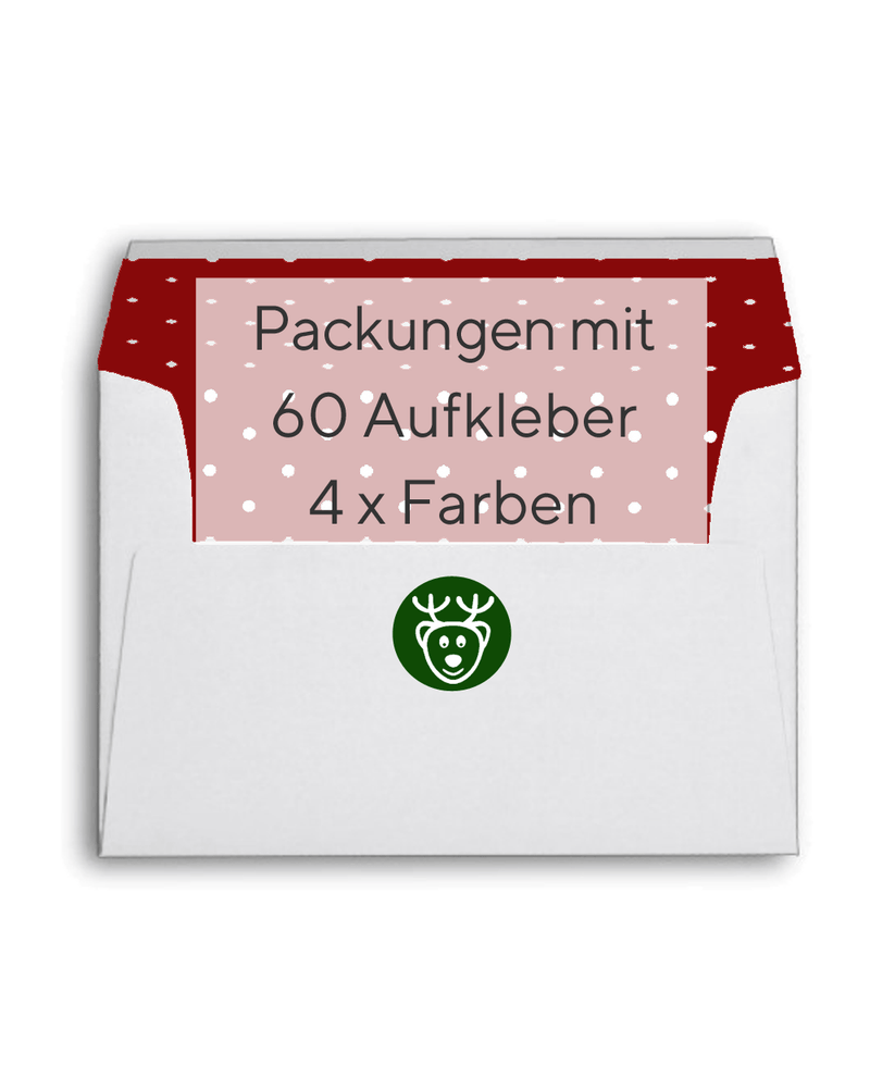 Es sind 15 dunkelgrüne runde Weihnachts-Spots auf weißem Hintergrund abgebildet. Auf den 15 Spots sind unterschiedliche Motive zu sehen. Ein Weihnachtsgeschenk, eine Weihnachtsbaumkugel, ein Tannenbaum, ein Nikolausstiefel, eine Weihnachtsmann Mütze, ein Friedenszeichen, ein Schneemann, eine Schneeflocke, ein Renntierkopf, ein Weihnachtsmannkopf, ein Ilex-Blatt, ein Stern, ein Schlitten mit einem Geschenk darauf, eine Glocke und ein Herz.